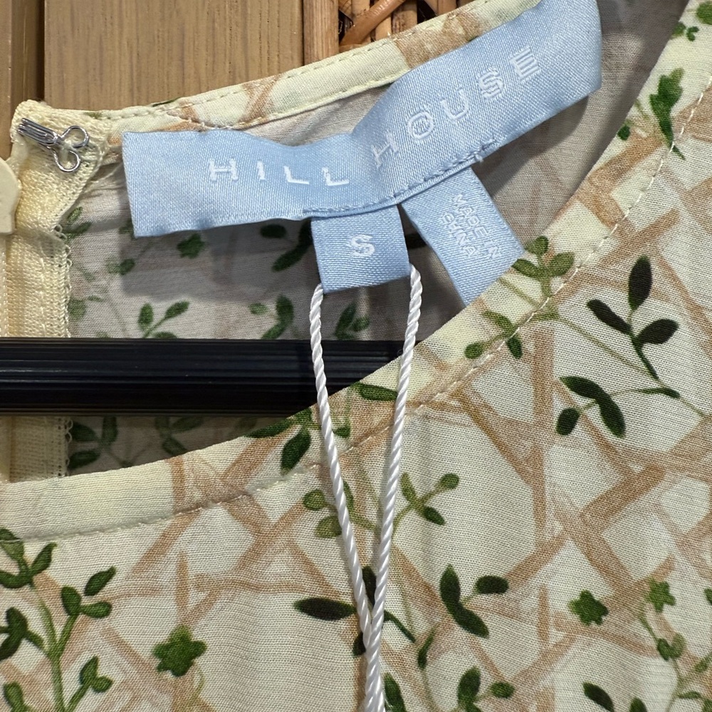 NWT Small Hill House Home The Dominque Dress in Basketweave Vine, Yellow - Picture 6 of 12